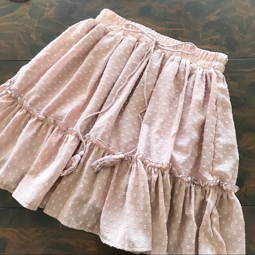 5āļø /REGATTA/ Blush Pink Chiffon Dot Tiered Skirt - Picture 3 of 4